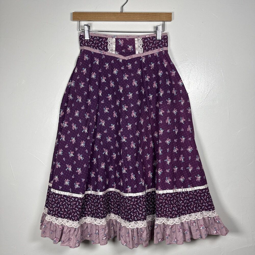 Gunne Sax by Jessica San Francisco VTG Skirt Prairie Cottage Core Skirt Waist 25